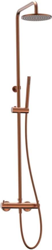 Xenz Regendouche set Duero | Opbouw | 20 cm | Thermostaatkraan | Telescopisch | Oud koper