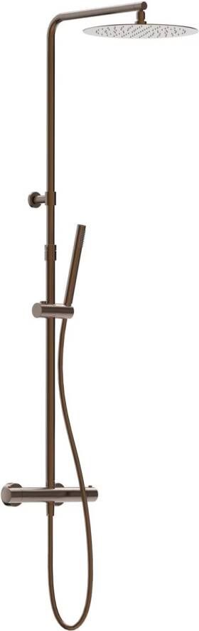 Xenz Regendouche set Duero | Opbouw | 30 cm | Thermostaatkraan | Telescopisch | Brons geborsteld PVD coating