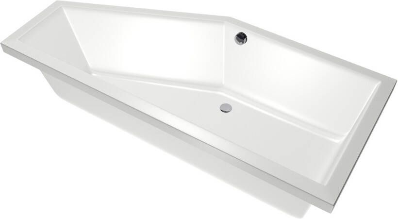 Xenz Ligbad Society compact | Links | 160x90 cm | Incl.Badafvoer | Met overloop | Acryl | Glans wit