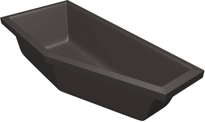 Xenz Ruimtebesparend bad Society compact | Links | 180x80 cm | Incl.Badafvoer | Met overloop | Acryl | Antraciet mat