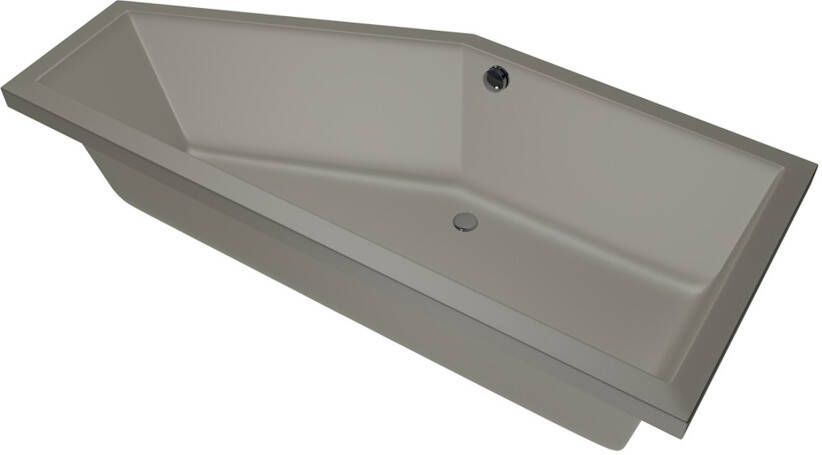 Xenz Ruimtebesparend bad Society compact | Links | 180x80 cm | Incl.Badafvoer | Met overloop | Acryl | Cement mat