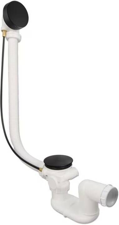 Xenz Verlengde badafvoer Pure | Overloop combinatie | Draaiknop | Rond | Zwart mat
