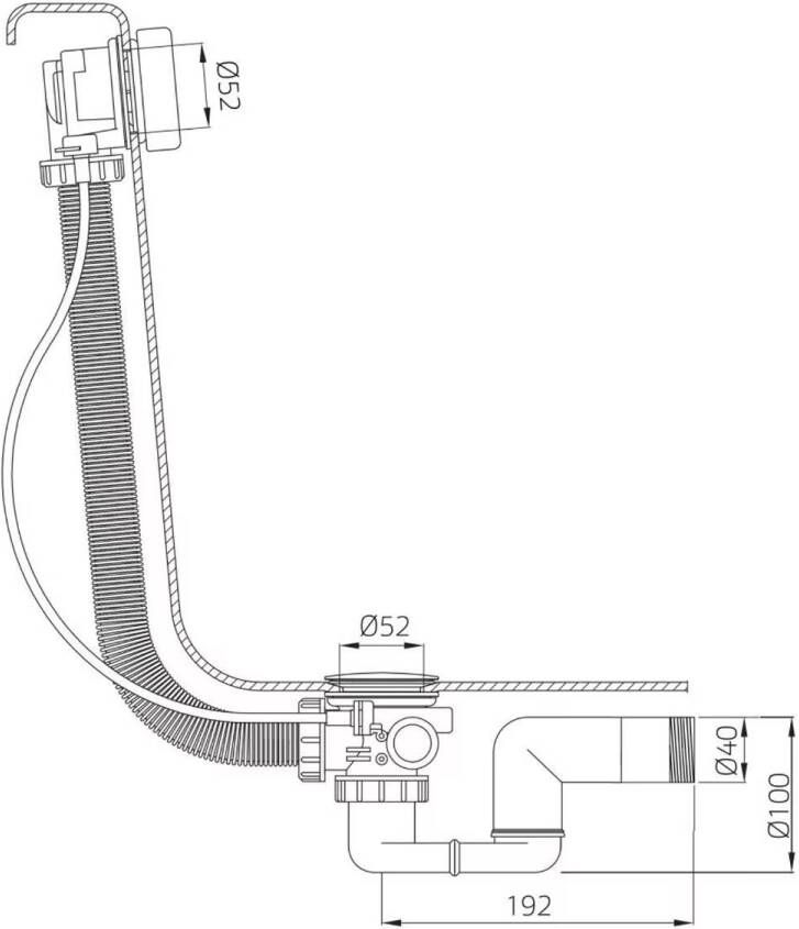 Xenz Verlengde badafvoer Pure | Overloop combinatie | Draaiknop | Rond | Zwart mat