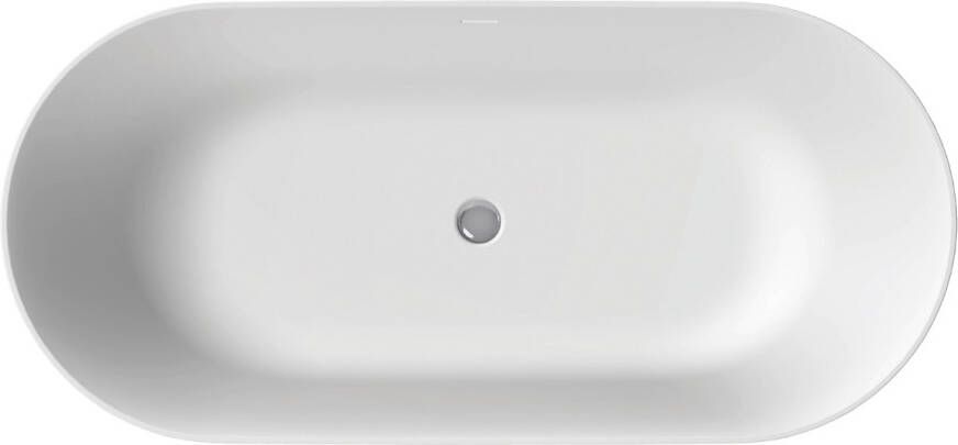 Xenz Vrijstaand bad Mauro | 180x84 cm | Incl.badafvoer-Wit mat | Solid surface | Ovaal | Grafiet-Wit mat