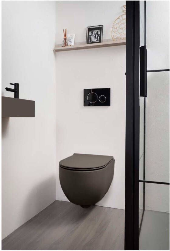 Xenz Wandcloset Gio | 52 cm | Rimless | Zonder toiletzitting | Keramiek | Coffee mat