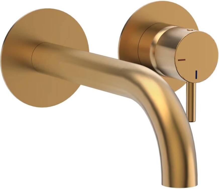 Xenz Wastafelkraan Duero | Inbouw | Mengkraan | Incl.Inbouwdeel | Rond | Geborsteld goud