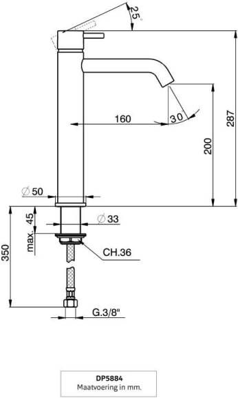 Xenz Wastafelkraan Duero | Opbouw | Mengkraan | Hoog model | Inox (rvs look)