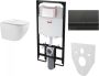 Fabriecio FAB compleet toiletset wandcloset mat zwart met softclose zitting en bedieningsplaat zwart - Thumbnail 1