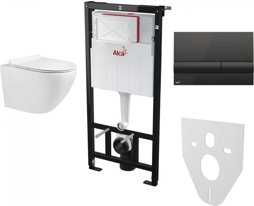 Fabriecio FAB compleet toiletset wandcloset wit met softclose zitting en bedieningsplaat wit