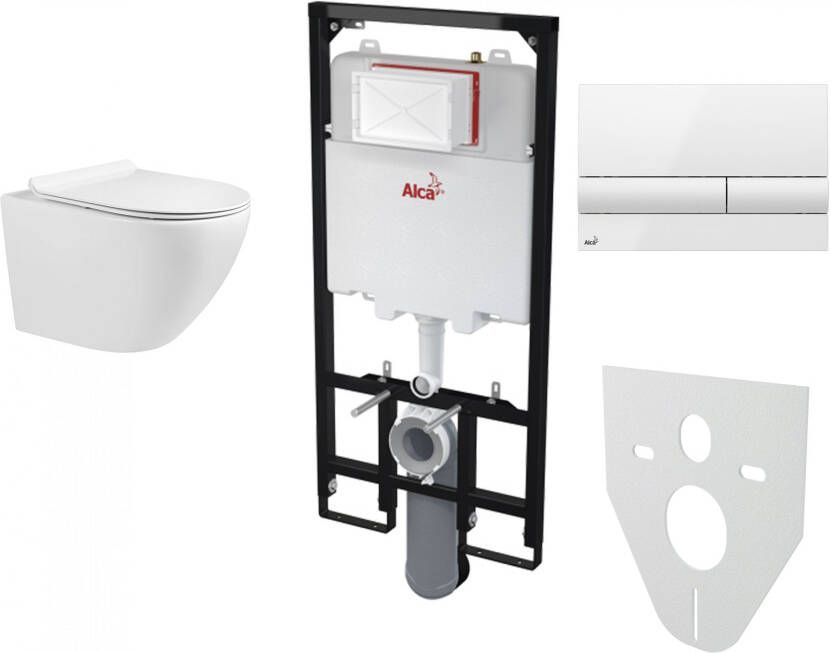Fabriecio FAB compleet toiletset wandcloset wit met softclose zitting en bedieningsplaat wit