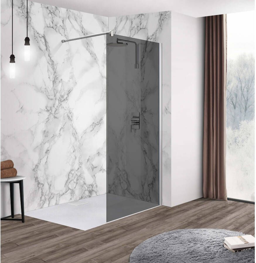 Fabriecio Inloopdouche Ravenna | 100x200 cm | Nano-coating | Rookglas | Chroom beslag