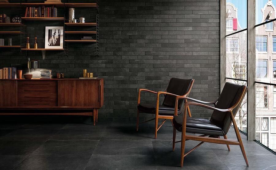 Fap Ceramiche wand- en vloertegel 60x60cm 10mm Vierkant gerectificeerd Natuursteen look Antraciet mat SW0731201 - Foto 3