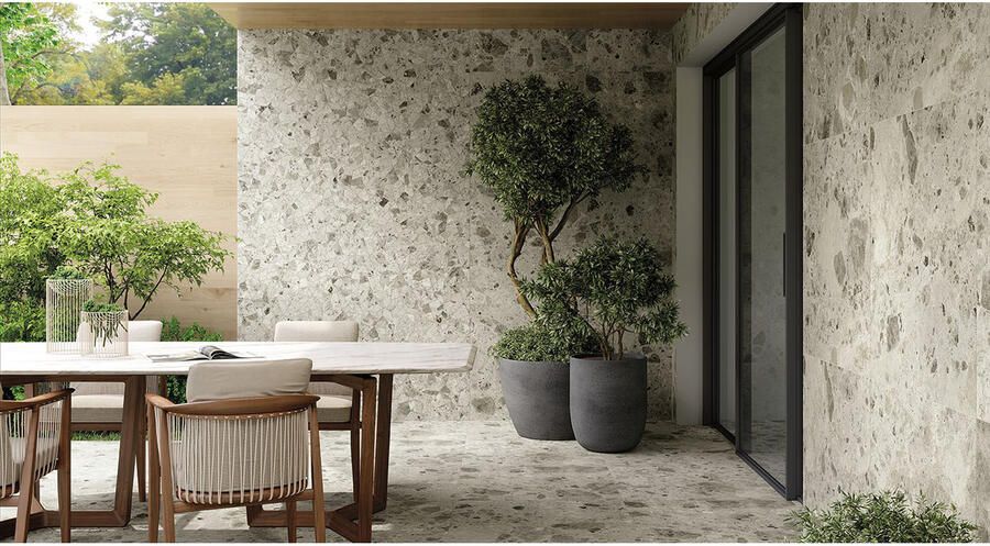 Fap Ceramiche Nativa Vloertegel | 120x120 cm | Gerectificeerd | Terrazzo | Mat Grijs
