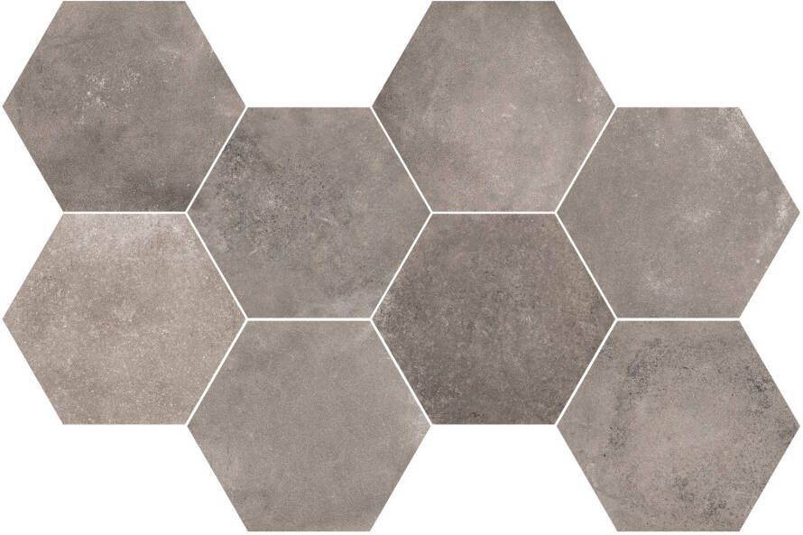 Flaviker Backstage Graphite Mosaico mozaiek hexagon 30x50 cm antraciet mat