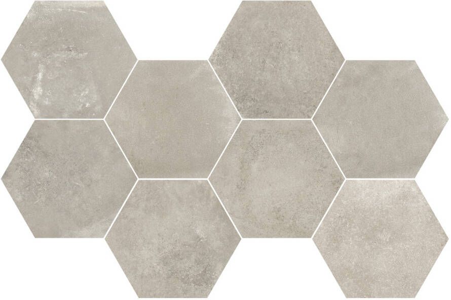 Flaviker Backstage Tan Mosaico mozaiek hexagon 30x50 cm grijs mat