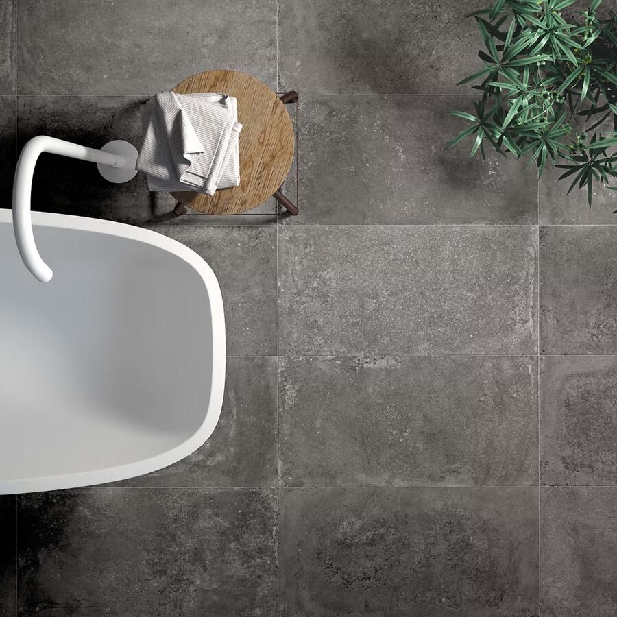 Flaviker Backstage Vloertegel | 60x120 cm | Gerectificeerd | Betonlook | Mat Antraciet