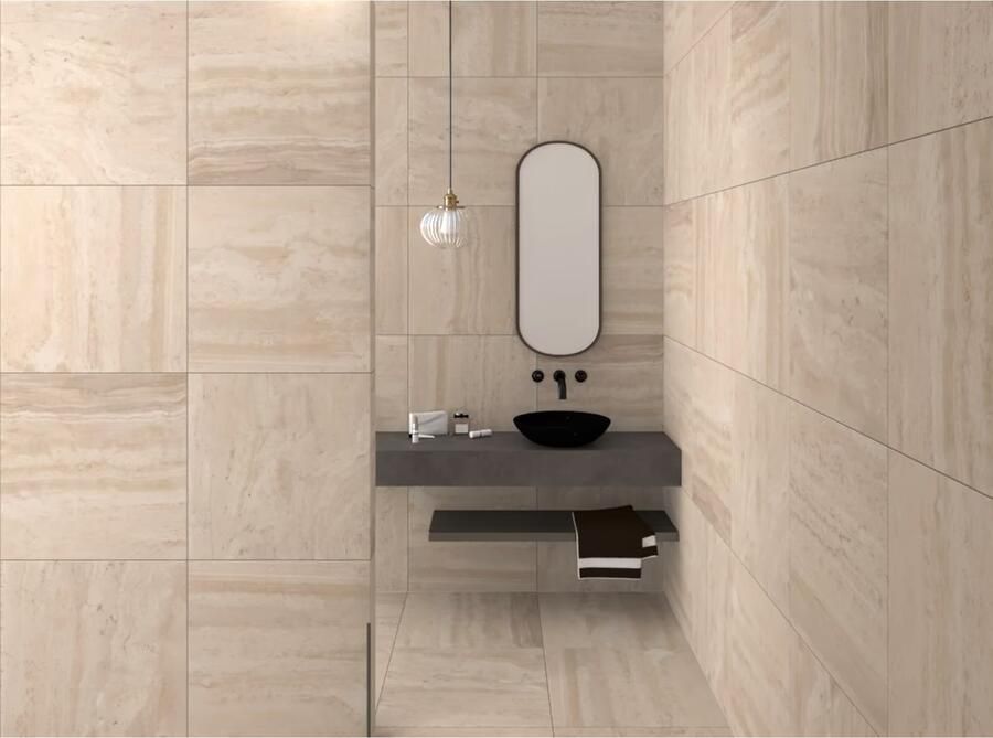 Flaviker Navona Vloertegel | 60x60 cm | Gerectificeerd | TRAVERTIN | Mat Bruin - Foto 3