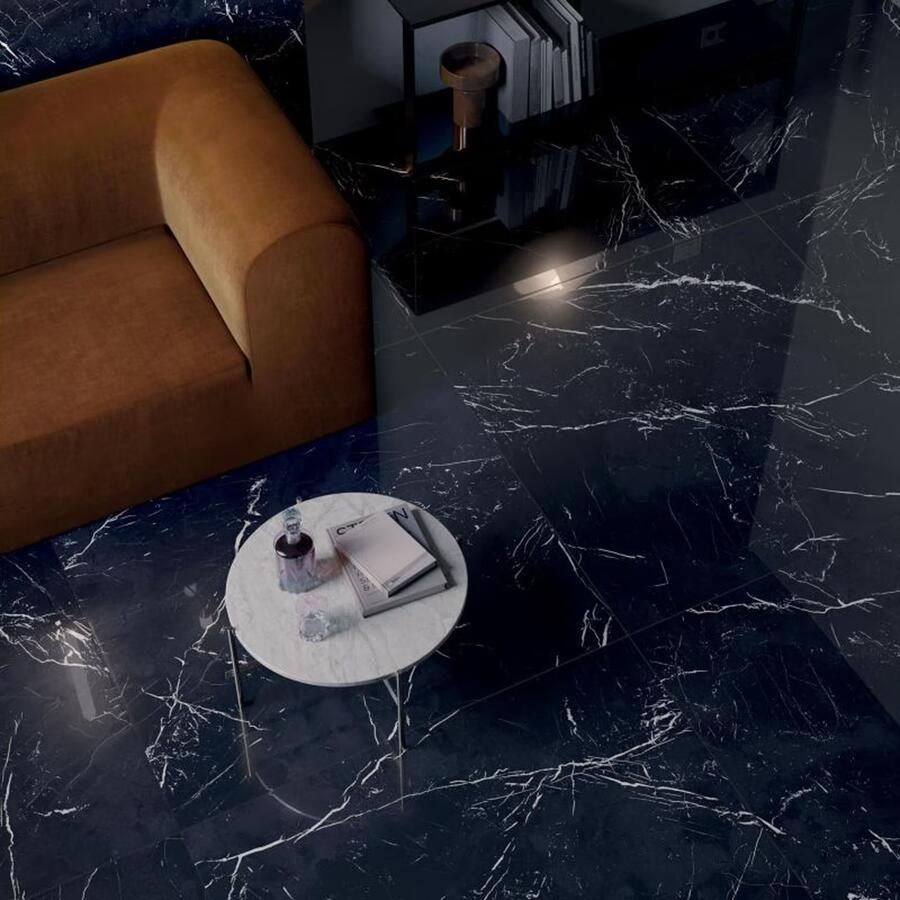 Flaviker Supreme Evo Vloertegel | 120x120 cm | Gerectificeerd | Betonlook | Glans Zwart