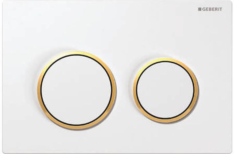 Geberit Omega20 bedieningplaat 2-toets spoeling frontbediening voor toilet 21.2x14.2cm wit goud 115085KK1 - Foto 2