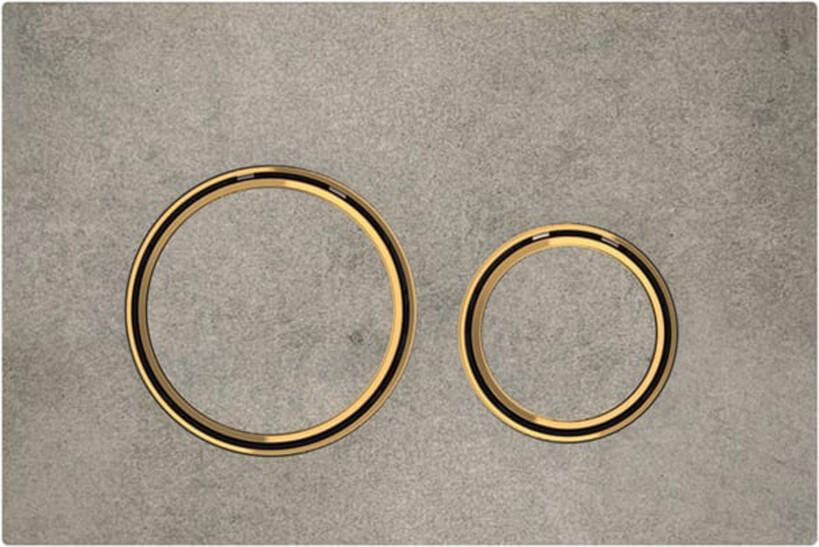 Geberit Sigma21 bedieningplaat 2-toets spoeling frontbediening voor toilet 24.6x16.4cm messing betonlook 115652JV1