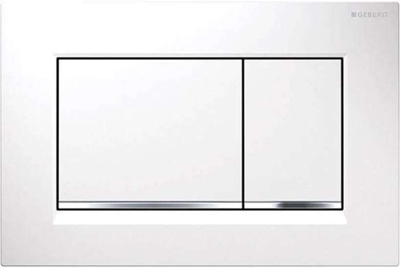 Geberit Sigma30 bedieningplaat 2-toets spoeling frontbediening voor toilet 24.6x16.4cm wit mat met glansverchroomde strook 115.883.JT.1 - Foto 2