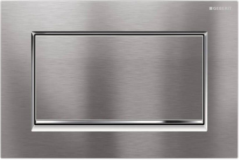 Geberit Sigma30 bedieningspaneel 1 knops 24 6x16 4x1 2 cm plaat geborsteld chroom knoppen geborsteld chroom randen glans chroom