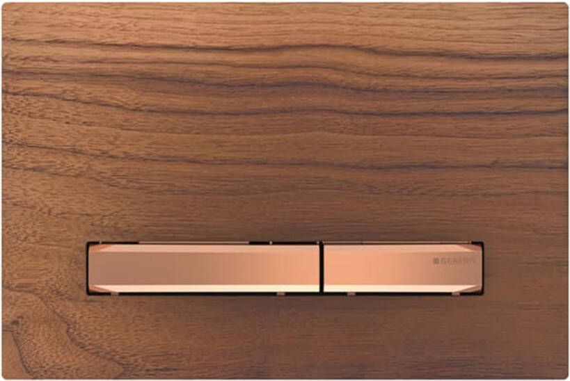 Geberit Sigma50 bedieningplaat 2-toets spoeling frontbediening voor toilet 24.6x16.4cm rood goud amerikaans noten 115670JX2