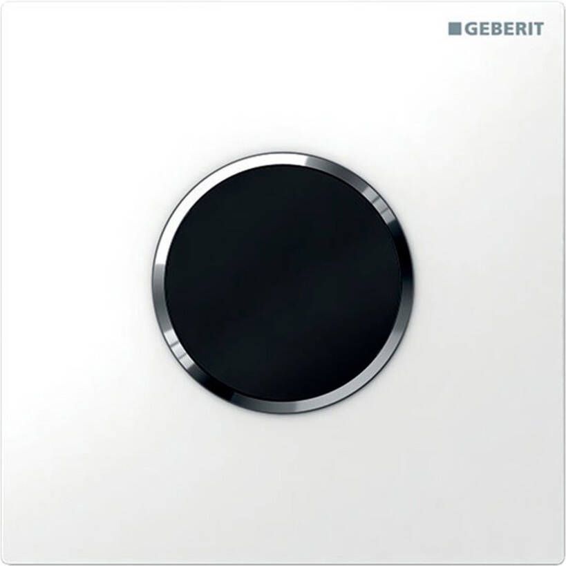 Geberit type 10 bedieningsplaat urinoir elektronische spoelactivering obv batterij Spuitgietzink glans wit glansverchroomde ringen 116.035.KJ.1