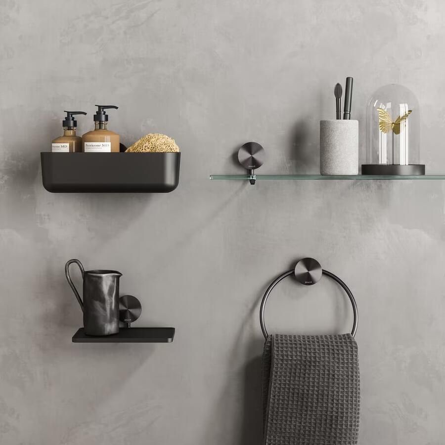 Geesa Douchemand Opal | 25 cm | Zwart metaal geborsteld