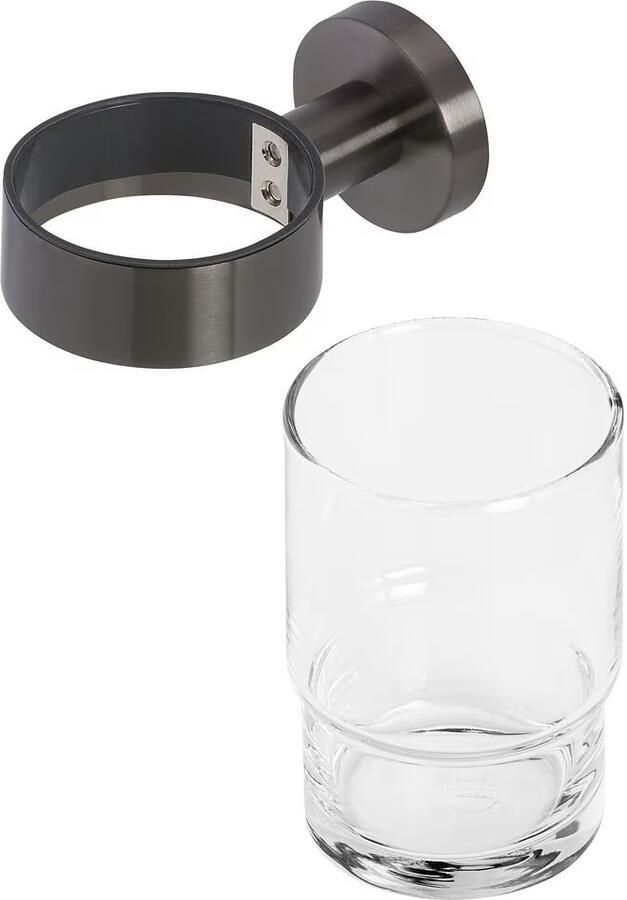 Geesa Glashouder Nemox | Met glas | Zwart metaal geborsteld - Foto 2