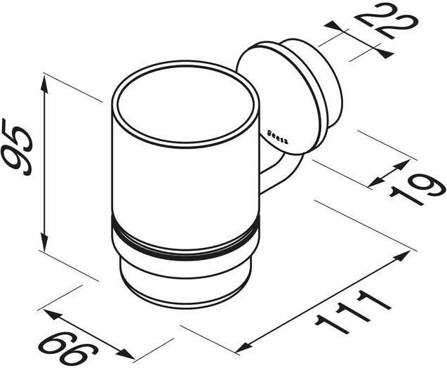 Geesa Glashouder Opal | Met glas | Chroom - Foto 2