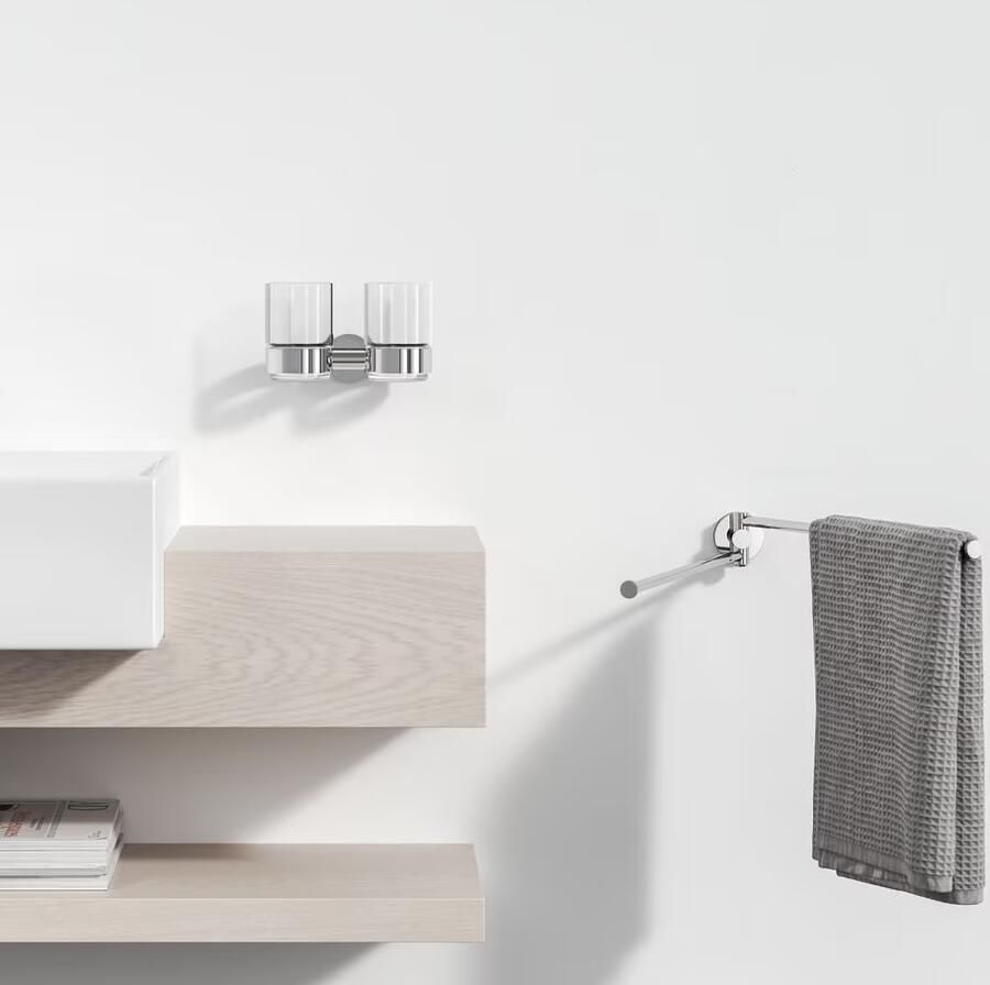 Geesa Glashouder Nemox | Met glas dubbel | Chroom - Foto 2