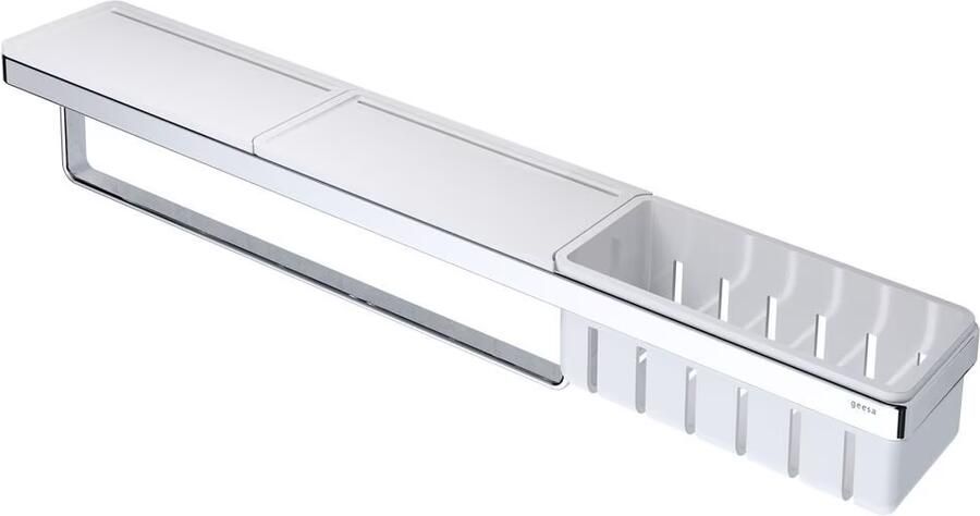 Geesa Planchet Frame | 63 cm | Met handdoekrek en douchemand | Wit-Chroom - Foto 4