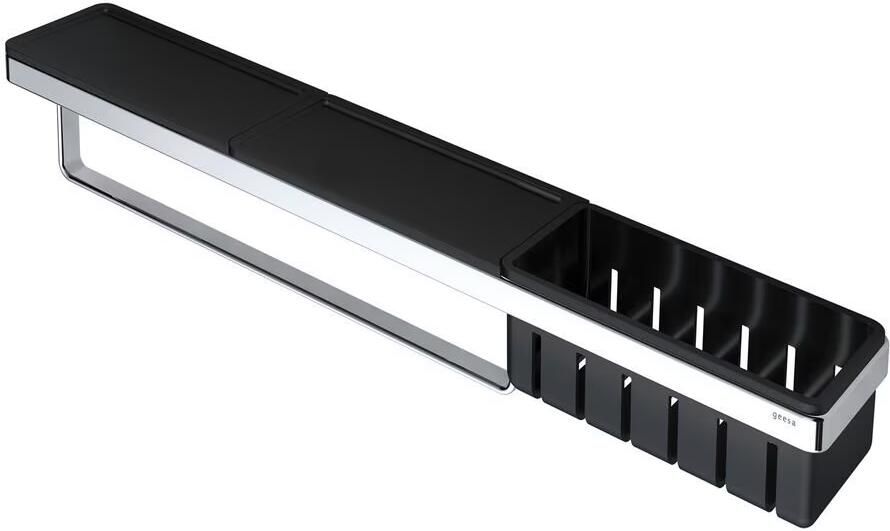 Geesa Planchet Frame | 63 cm | Met handdoekrek en douchemand | Zwart-Chroom - Foto 3