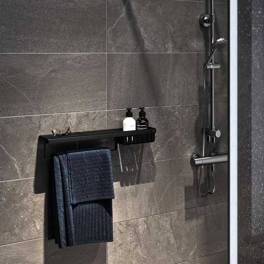 Geesa Planchet Frame | 63 cm | Met handdoekrek en douchemand | Zwart - Foto 2