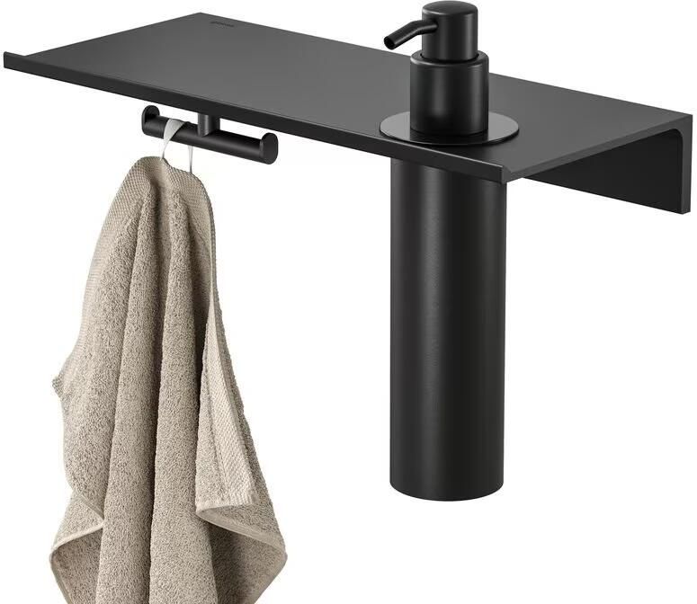 Geesa Planchet Leev | 28 cm | Met handdoekhaak en zeepdispenser | Zwart - Foto 4