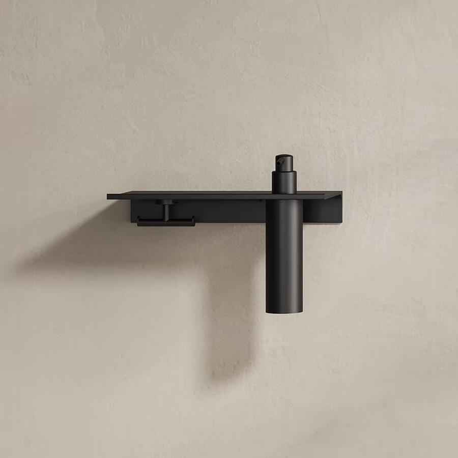 Geesa Planchet Leev | 28 cm | Met handdoekhaak en zeepdispenser | Zwart