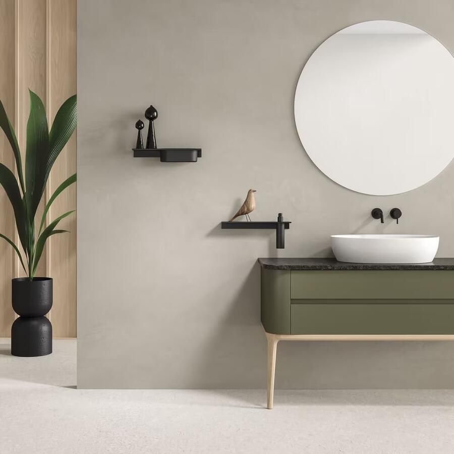 Geesa Planchet Leev | 40 cm | Met zeepdispenser 200 ml | Zwart