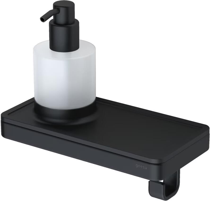 Geesa Planchet zeepdispenser Frame | 200 ml | Met handdoekhaak | Zwart - Foto 3