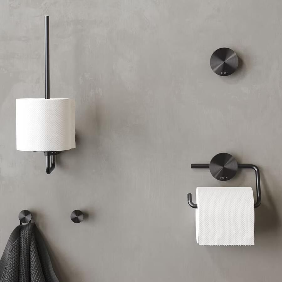 Geesa Toiletrolhouder Opal | Zonder klep | Zwart metaal geborsteld