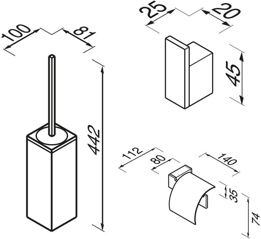 Geesa Toiletaccessorieset Modern Art | Toiletborstel met houder Toiletrolhouder met klep Handdoekhaak | Chroom