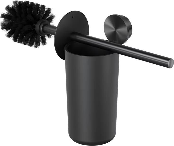 Geesa Toiletaccessorieset Opal | Toiletborstel met houder Toiletrolhouder met klep Handdoekhaak | Zwart metaal geborsteld