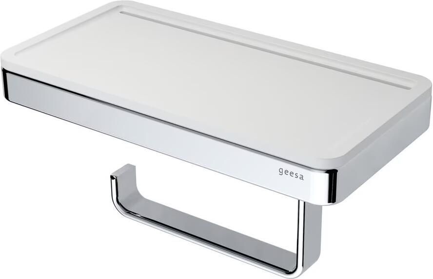 Geesa Toiletrolhouder Frame | Met planchet | Wit-Chroom - Foto 3