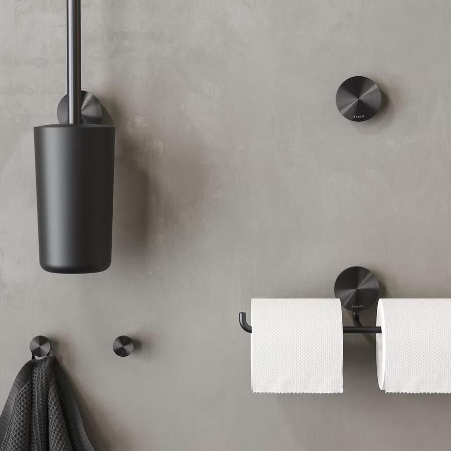 Geesa Toiletrolhouder Opal | Dubbel | Geborsteld metaal zwart