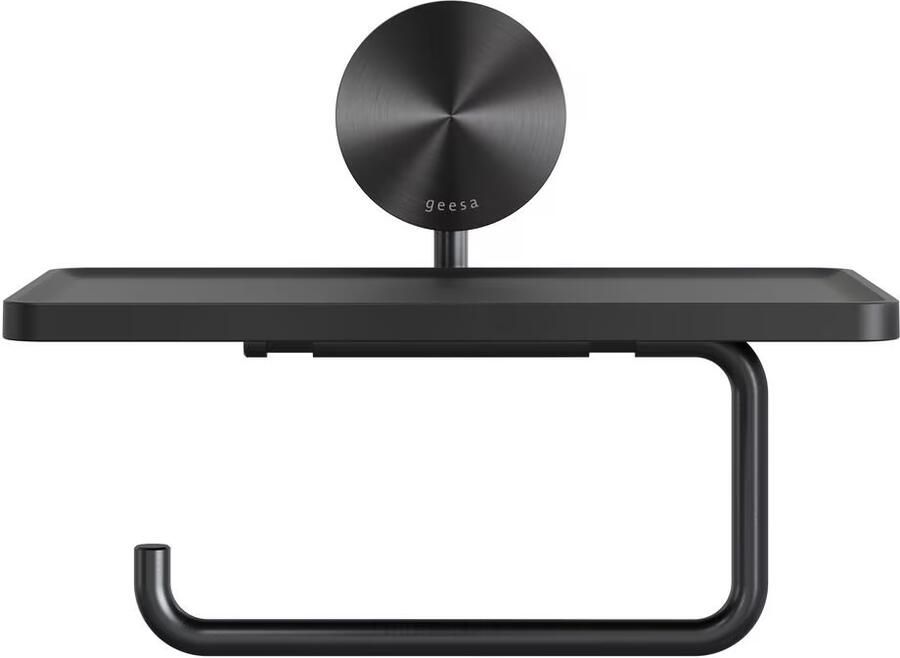 Geesa Toiletrolhouder Opal | Met planchet | Geborsteld metaal zwart - Foto 3