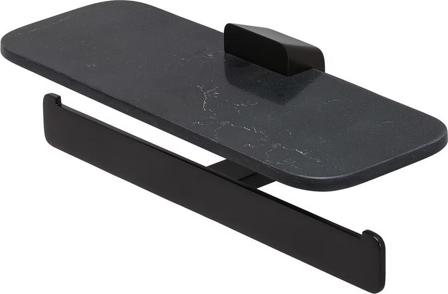 Geesa Toiletrolhouder Shift | Dubbel | Met planchet | Zwart-Matzwarte marmerlook - Foto 4