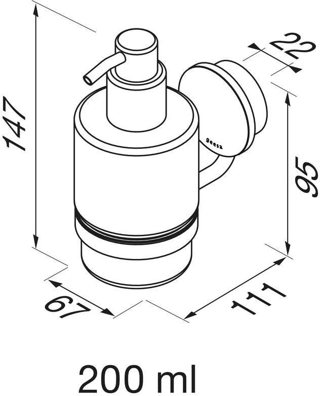 Geesa Zeepdispenser Opal | 200 ml | Zwart metaal geborsteld - Foto 2