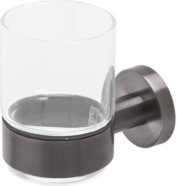 Geesa Glashouder Nemox | Met glas | Zwart metaal geborsteld