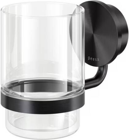 Geesa Glashouder Opal | Met glas | Zwart metaal geborsteld
