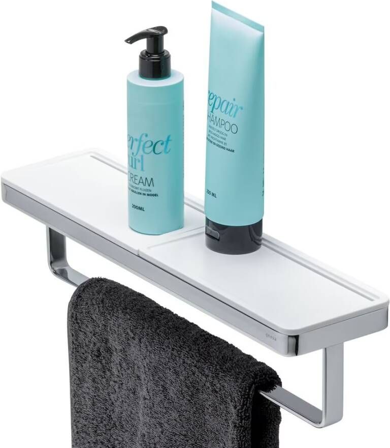 Geesa Handdoekrek Frame | 40 cm | Met plateau | Wit-Chroom